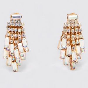 Crystal Geometric Fringe Stud Earrings